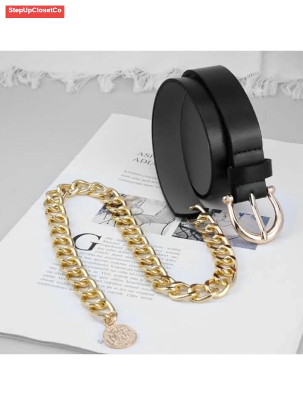 Chunky Waist Chain Belt PU Leather Belly Link S-4X